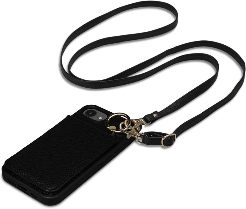 Keallce Case for iPhone 16e 6.1'', Detachable Crossbody Case Wallet with RFID Blocking Card Holder, 360ｰRing Stand, Folio Leather Phone Cover Shoulder Lanyard Strap Lady for iPhone 16e 2025, Black - Image 1